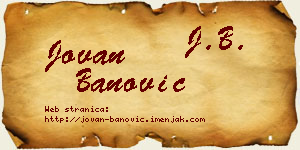Jovan Banović vizit kartica